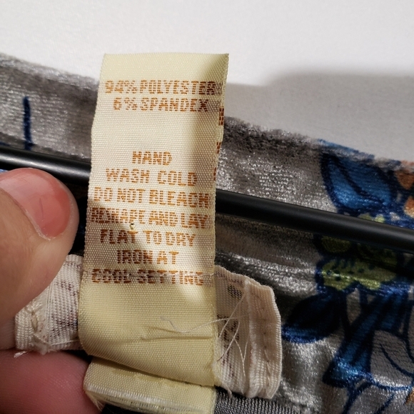 Tracy Porter Velvet Dress Sleeveless‎ 8 Grey Floral Print Crochet Trim - Picture 5 of 9